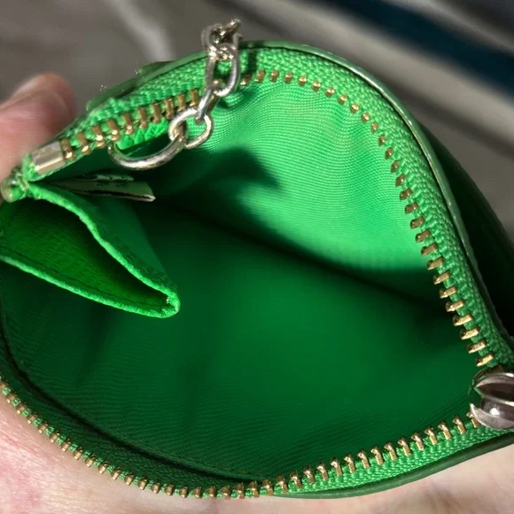 Coach Green Leather Zip Card Holder with Key Ring - Picture 8 of 11